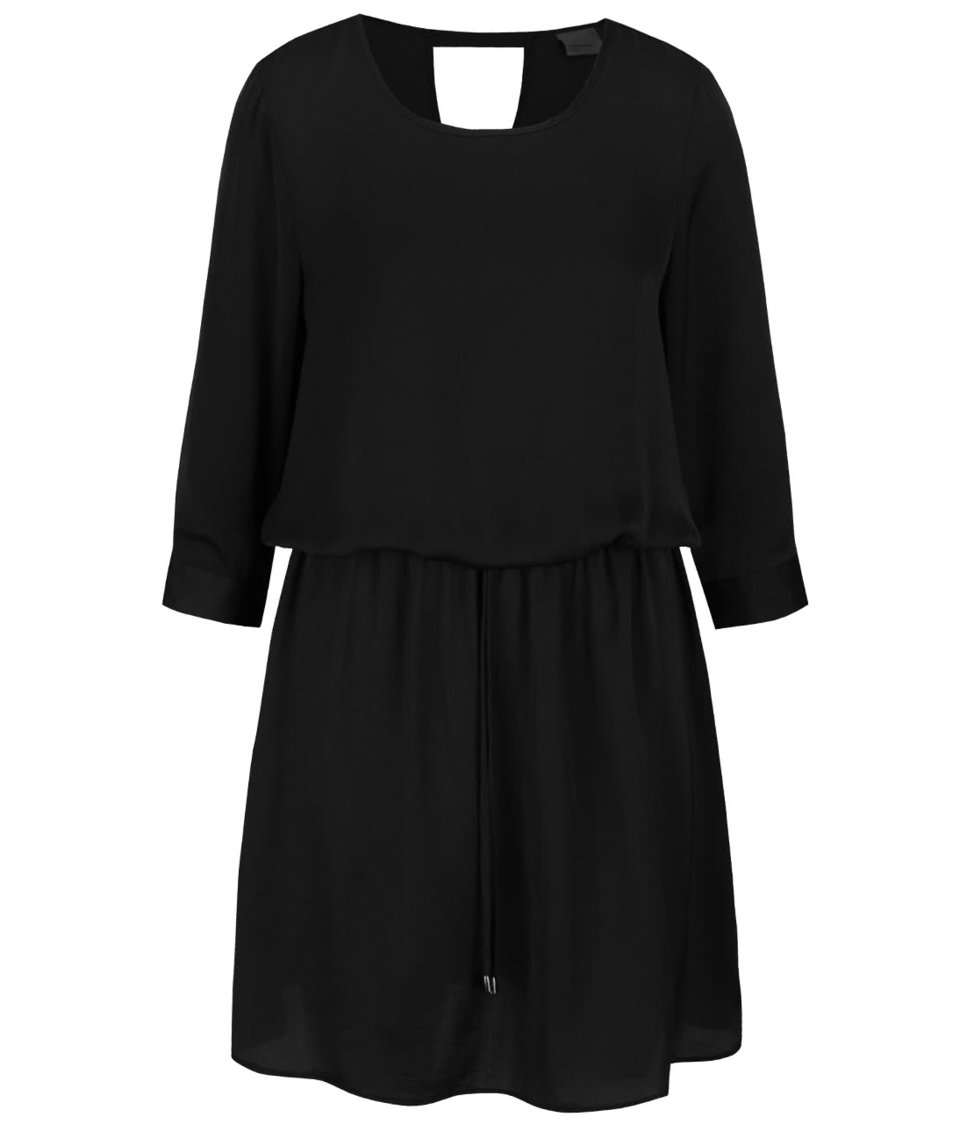Černé volnější šaty s 3/4 rukávy Vero Moda Abby