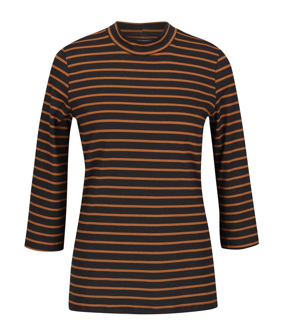 Oranžovo-šedé pruhované tričko s 3/4 rukávy Vero Moda Sailor