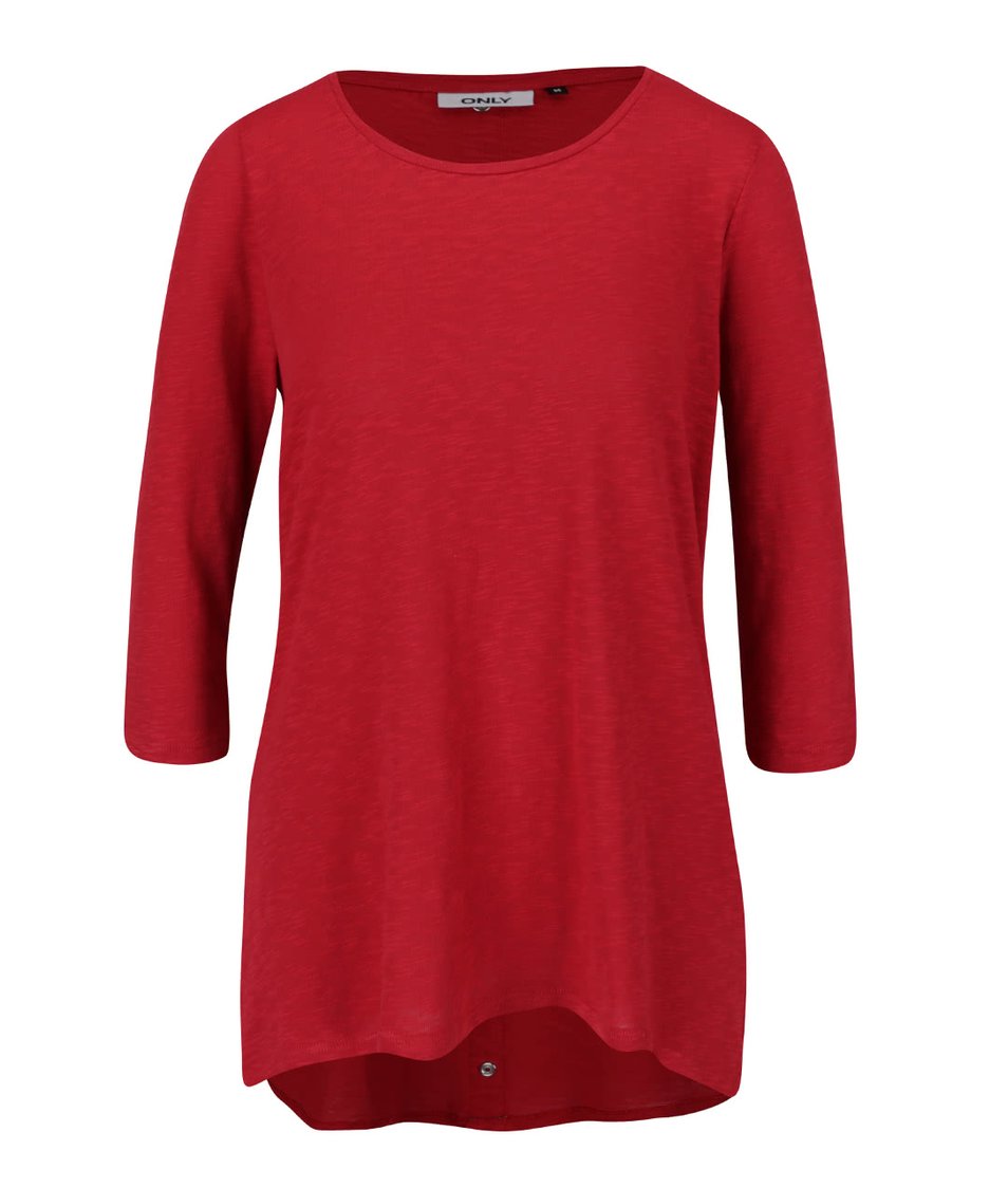 Červené žíhané volnější tričko s prodlouženým zadním dílem  ONLY Casa