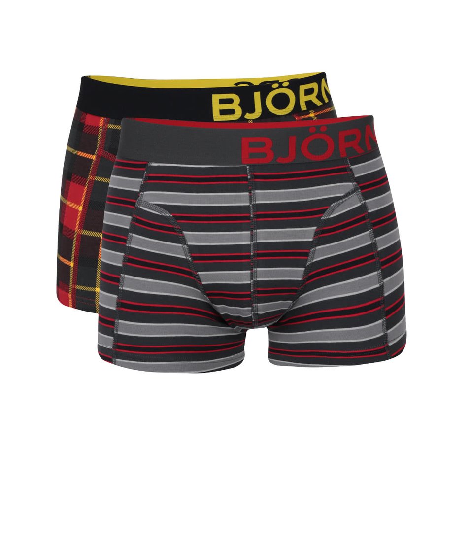 Sada dvou červeno-šedých vzorovaných boxerek Björn Borg