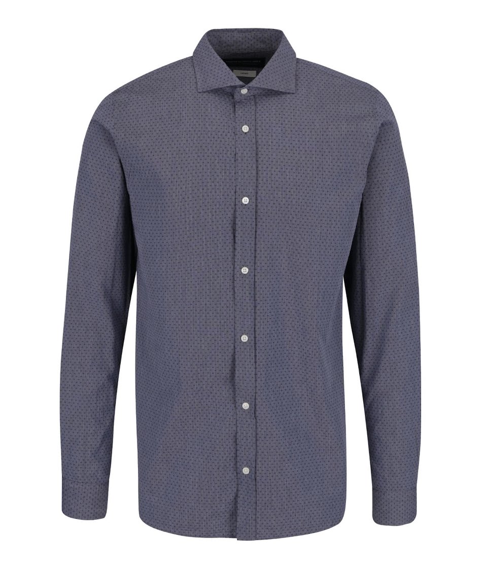 Modro-šedá slim fit košile s jemným vzorem Jack & Jones Ethan