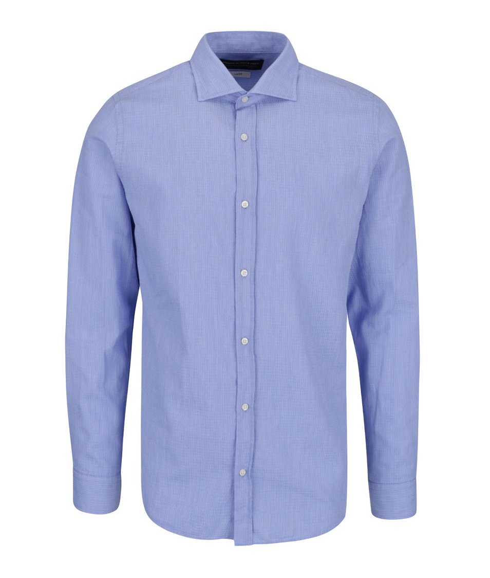 Modrá slim fit košile s jemným vzorem Jack & Jones Ethan
