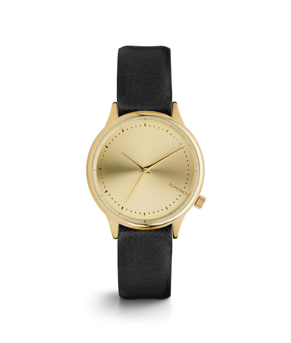 Černé dámské hodinky s ciferníkem ve zlaté barvě Komono Estelle Classic
