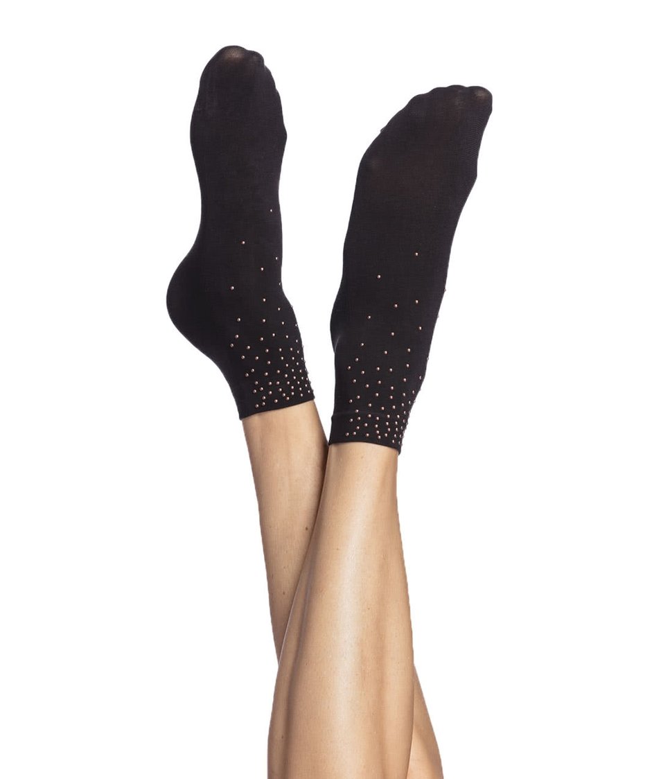 Tmavě hnědé silonkové ponožky s aplikací Oroblu Next