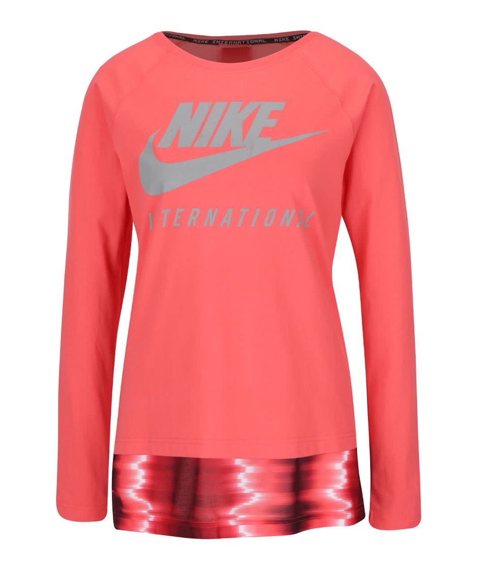 Korálové dámské tričko s dlouhým rukávem Nike International Top