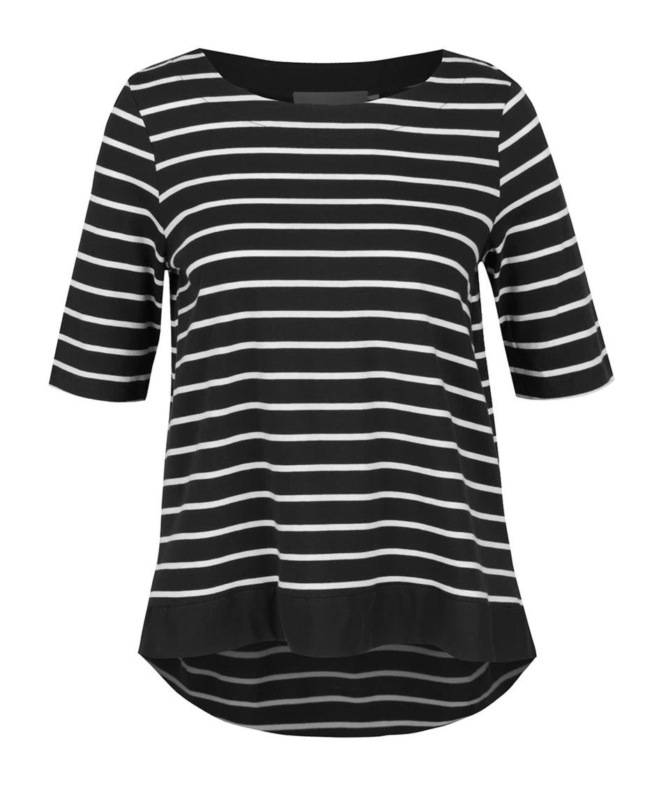 Bílo-černé pruhované tričko s 3/4 rukávy  Vero Moda Sui