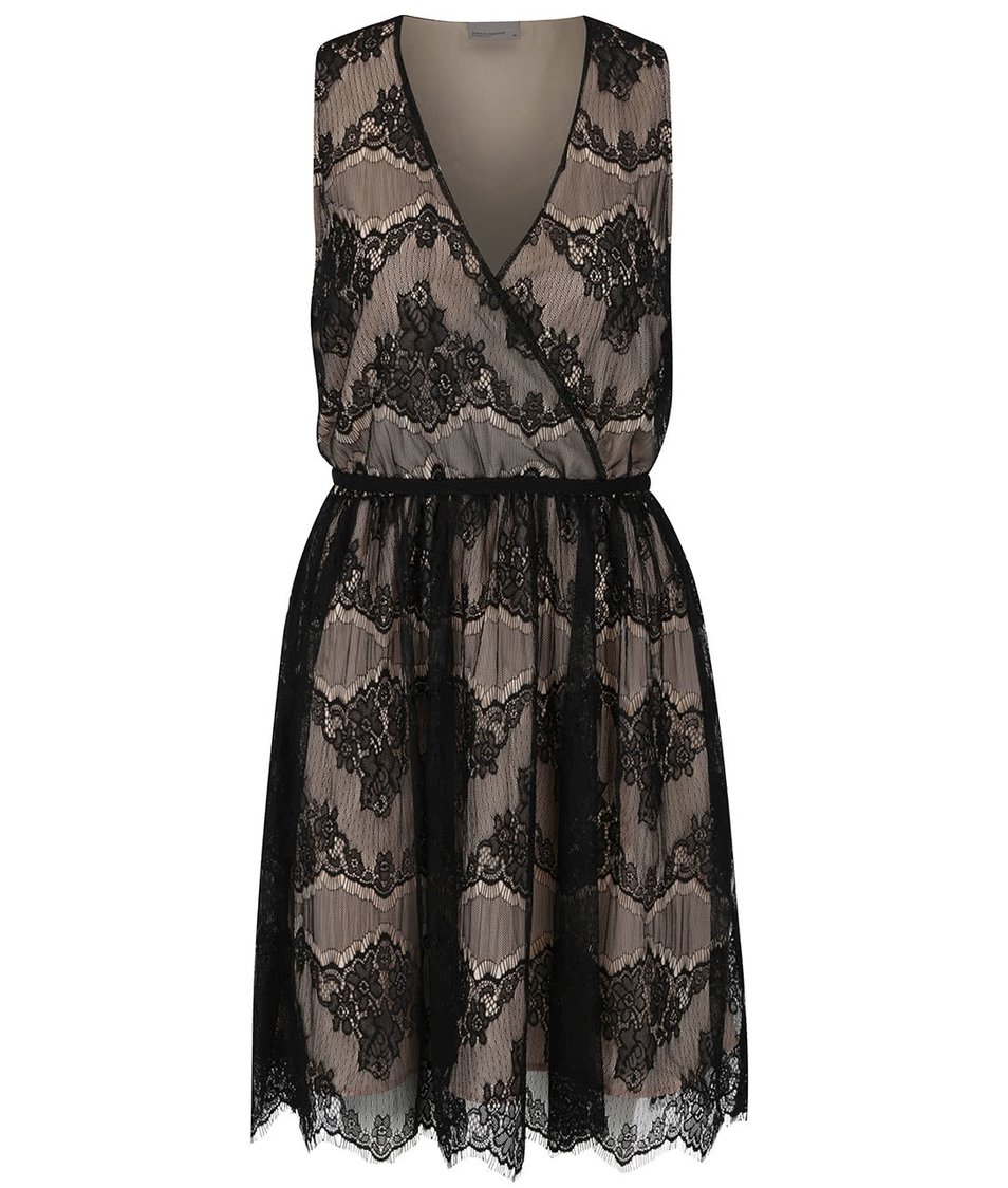 Černo-béžové krajkované šaty Vero Moda Sally