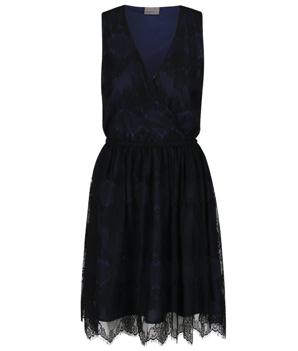 Černo-modré krajkované šaty Vero Moda Sally