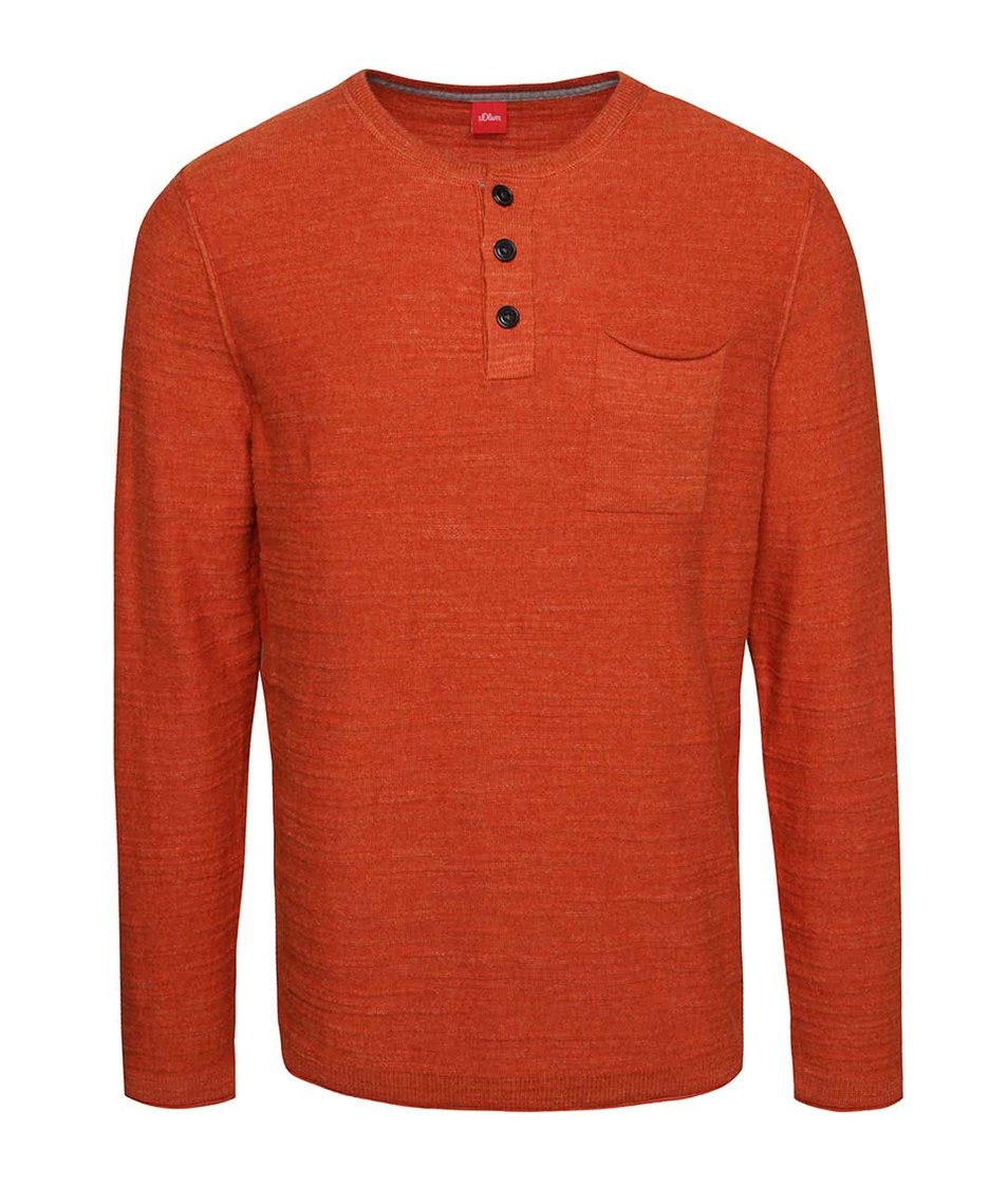 Oranžový pánský svetr s knoflíky s.Oliver