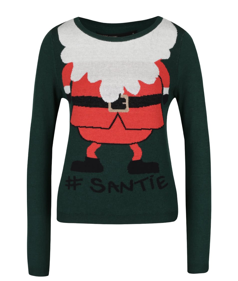 Červeno-zelený svetr s vánočním motivem ONLY Santie