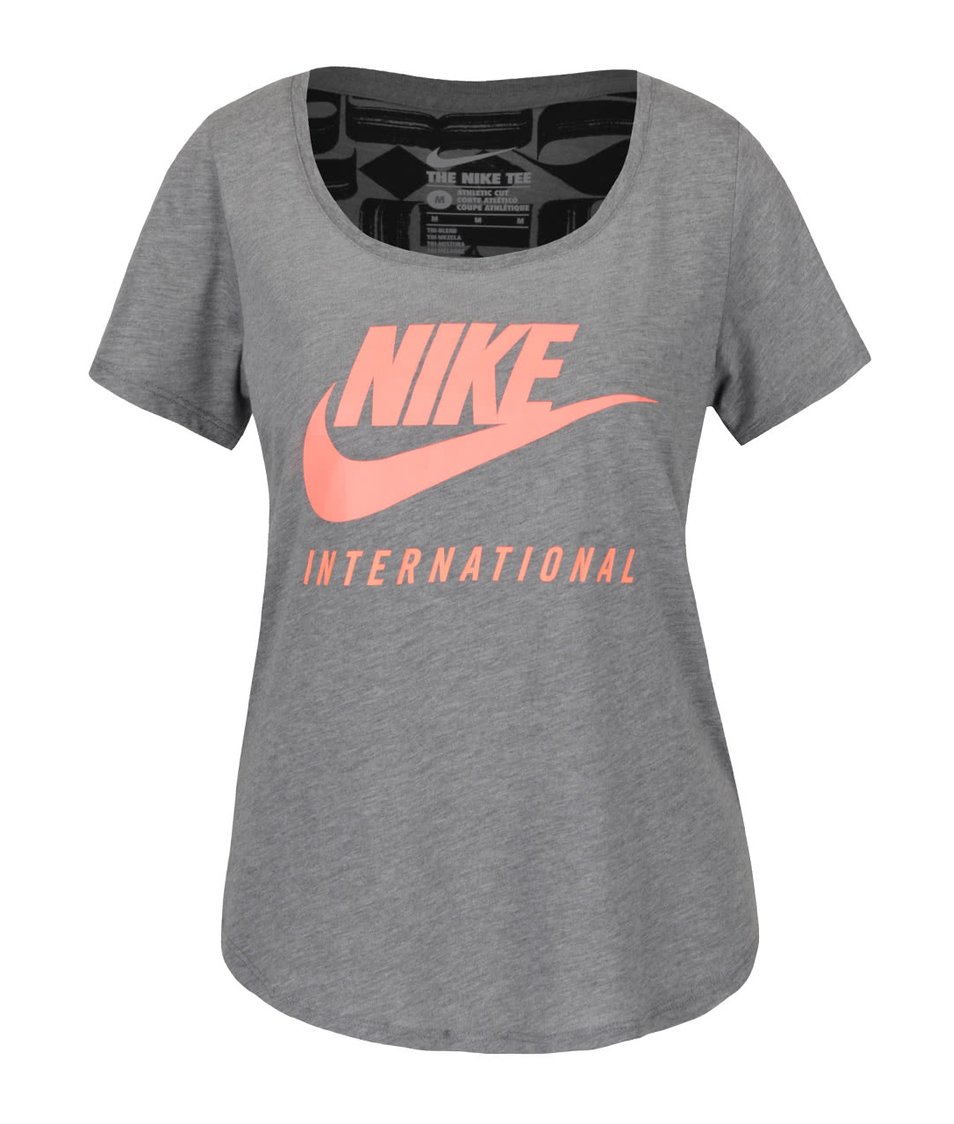 Šedo-oranžové dámské tričko s krátkým rukávem Nike