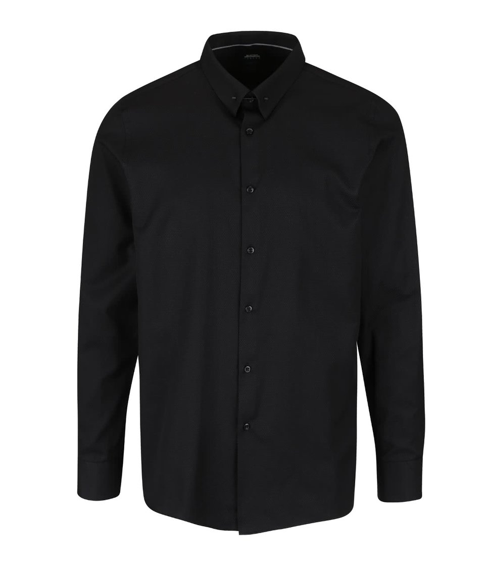 Černá formální skinny fit košile s jemným vzorem Burton Menswear London