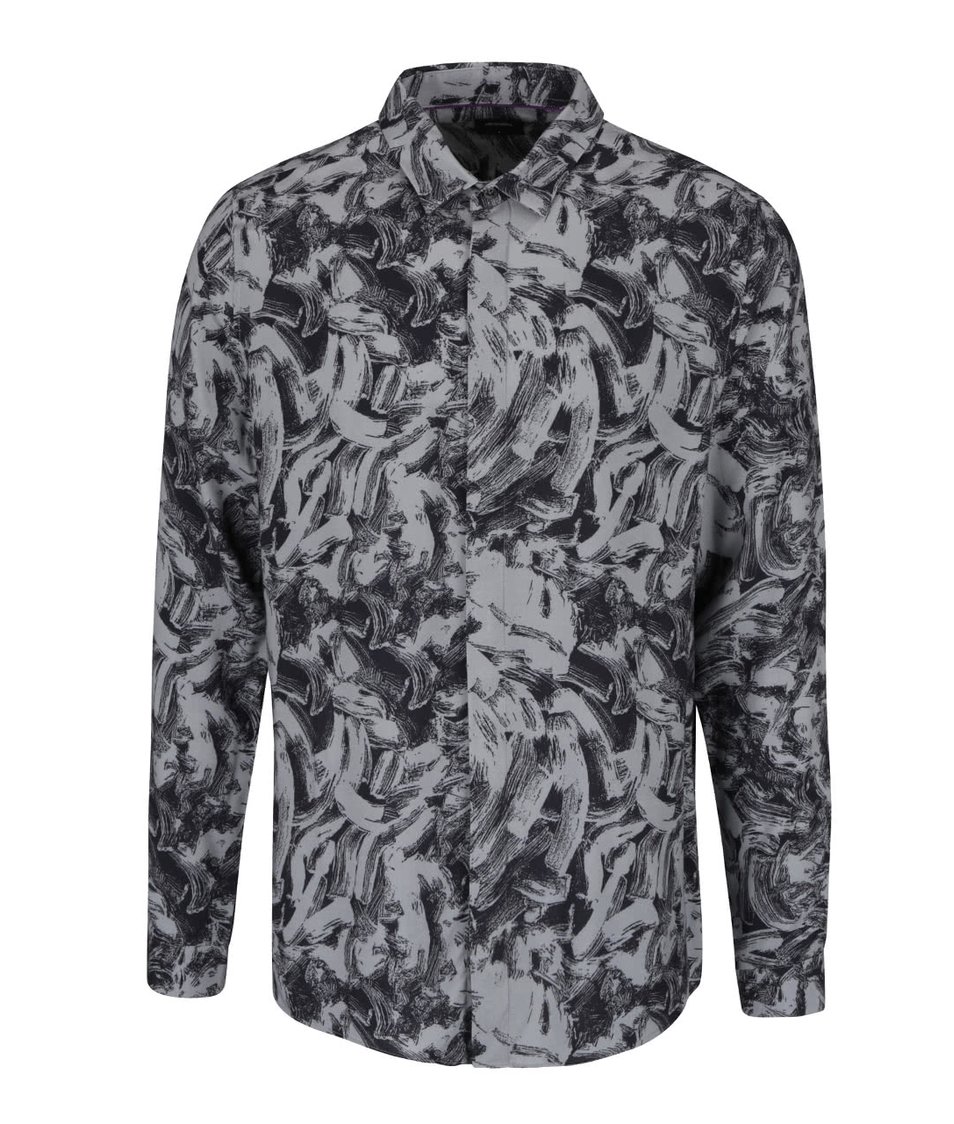 Černo-šedá vzorovaná košile Burton Menswear London