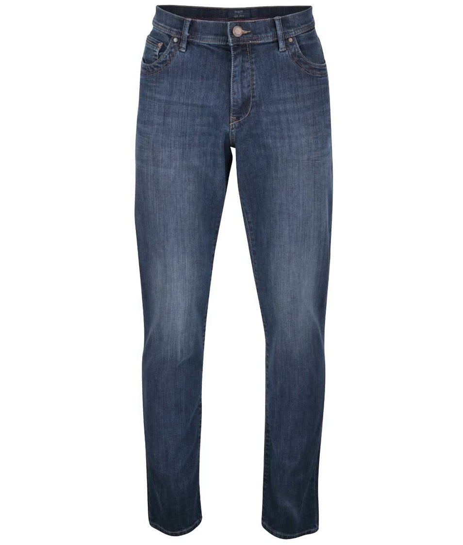 Tmavě modré pánské džíny s vyšisovaným efektem bugatti