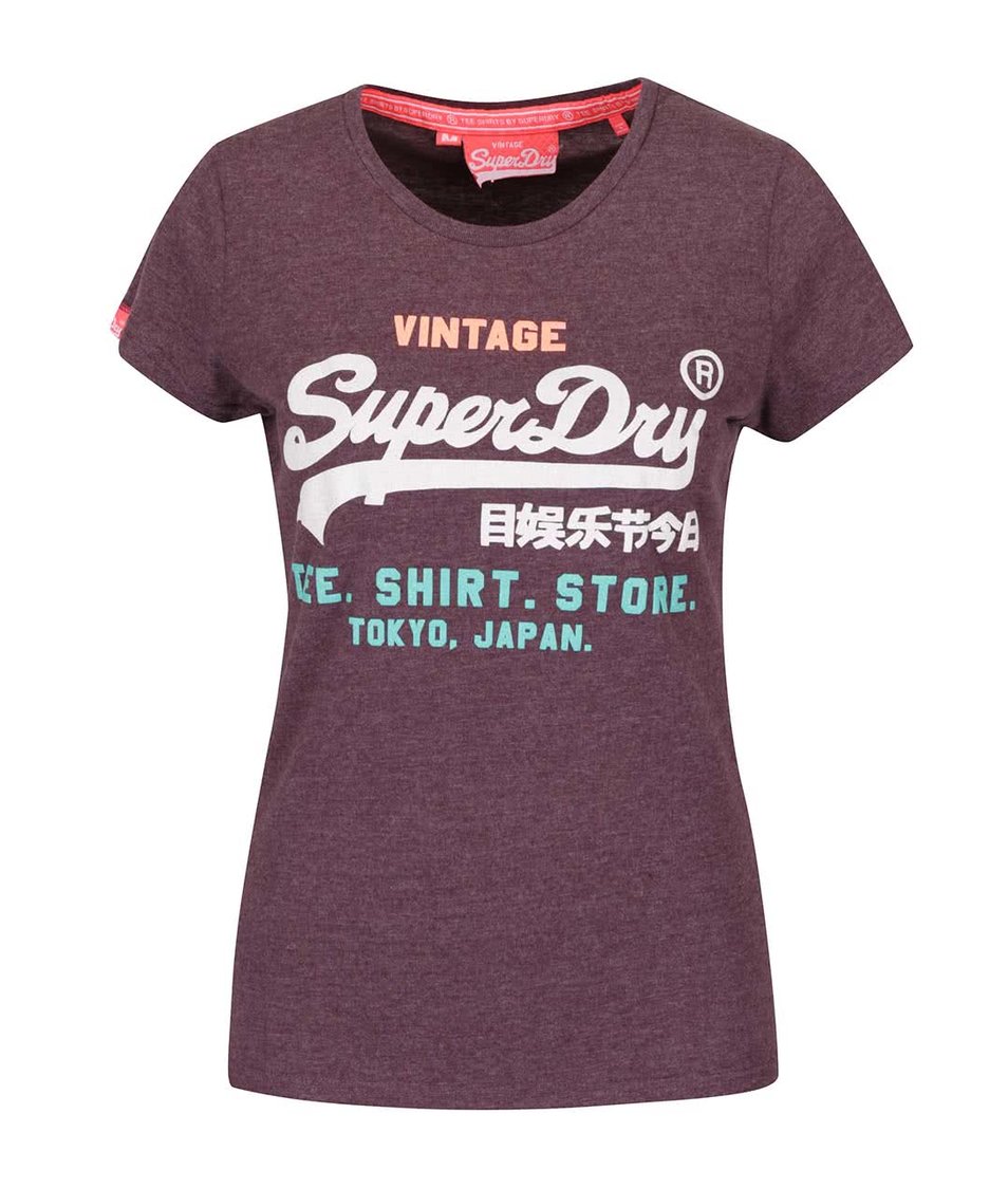 Fialové dámské tričko s potiskem Superdry