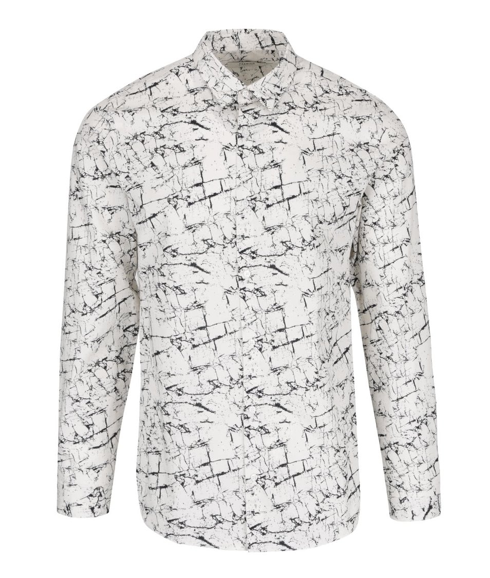 Krémová vzorovaná slim fit košile Jack & Jones Marble
