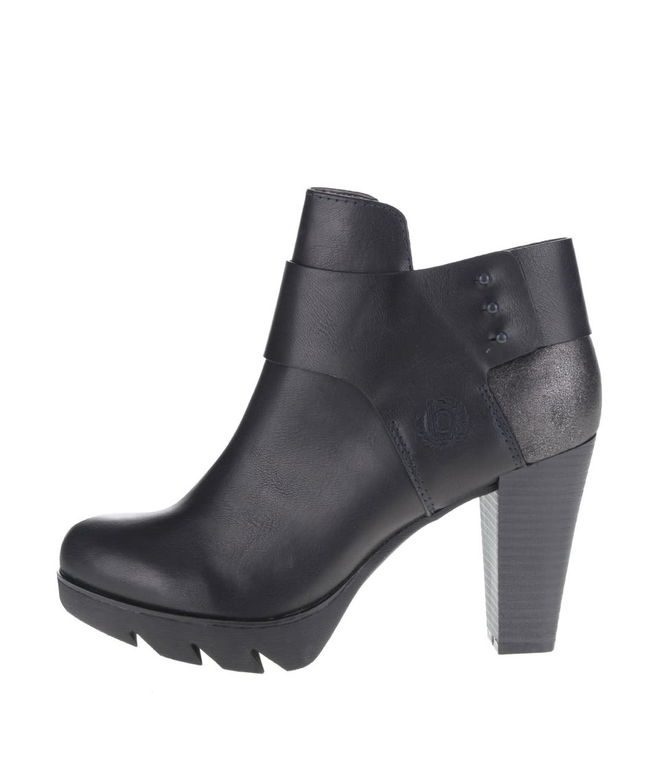 Černé dámské kotníkové boty na podpatku bugatti Elenor Evo