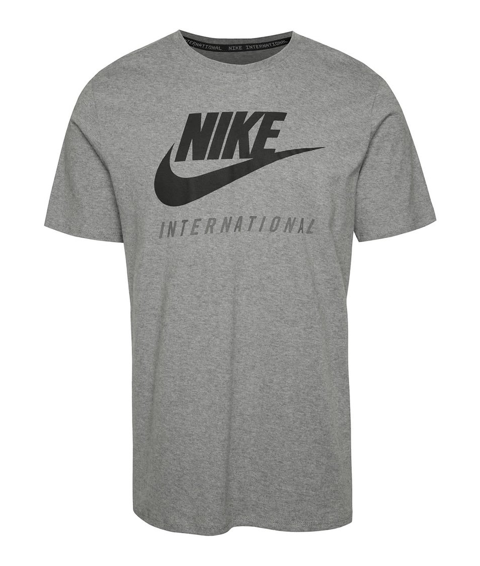 Šedé pánské triko s nápisem Nike International