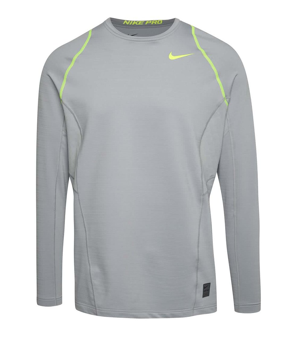 Šedé pánské funkční triko s dlouhým rukávem Nike Pro Hyperwarm