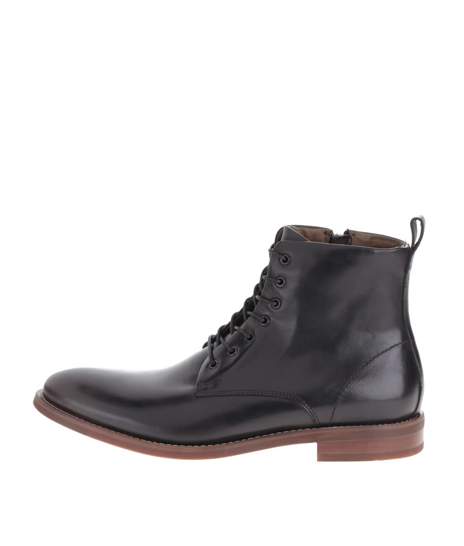 Černé pánské kožené šněrovací kotníkové boty ALDO Cadirama