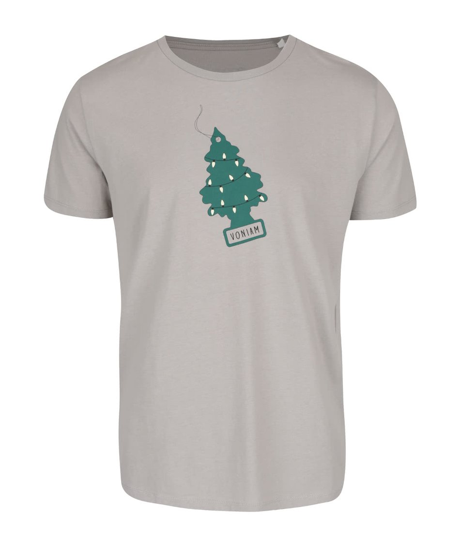 Šedé pánské triko s potiskem ZOOT Originál Voňavé Vánoce