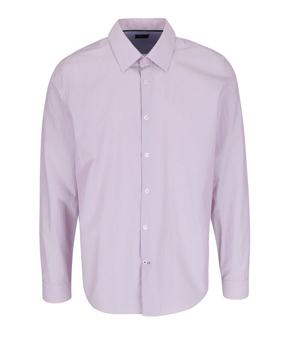 Světle růžová pruhovaná slim fit košile Burton Menswear London