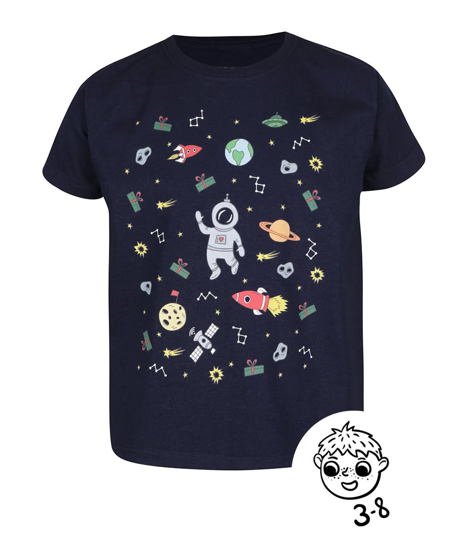 Tmavě modré klučičí triko s potiskem ZOOT Kids Vo vesmíre