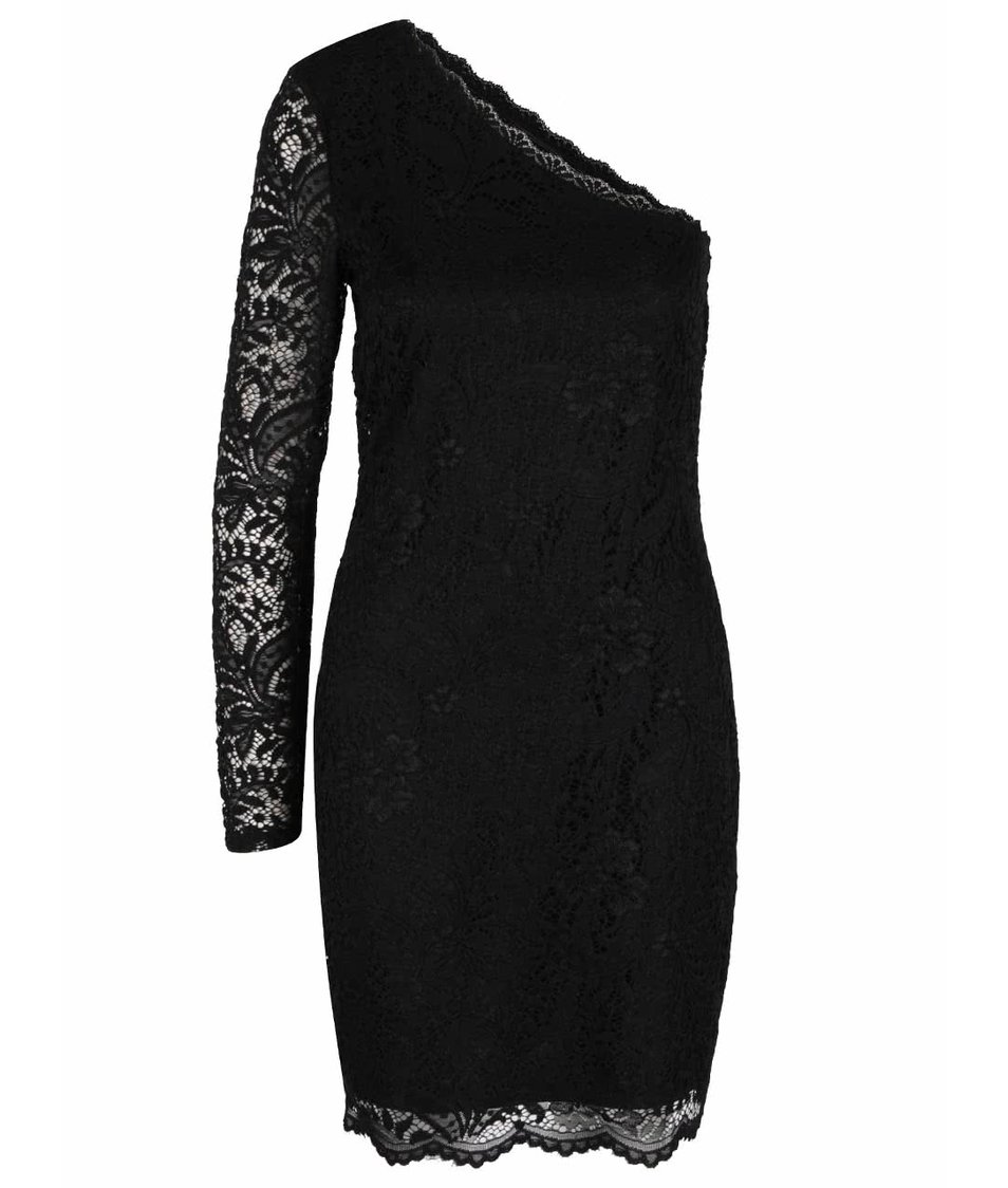 Černé krajkované šaty s odhaleným ramenem Vero Moda Celeb