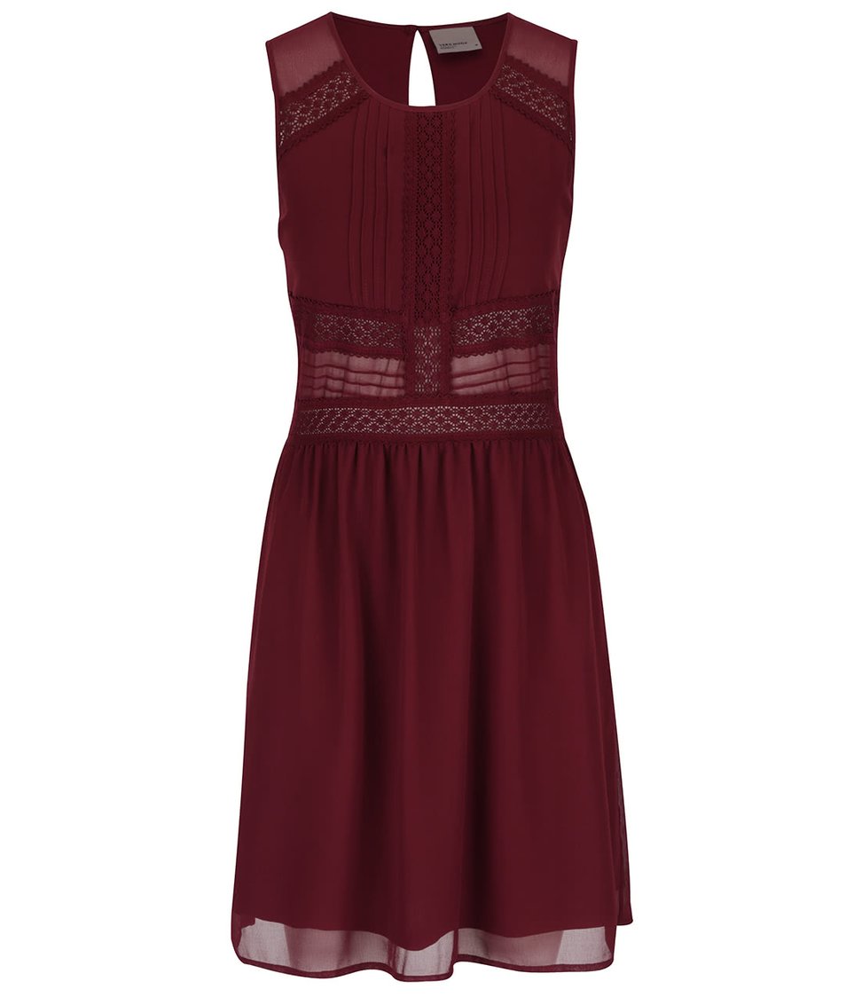 Vínové šaty s krajkovanými detaily Vero Moda Ladylike