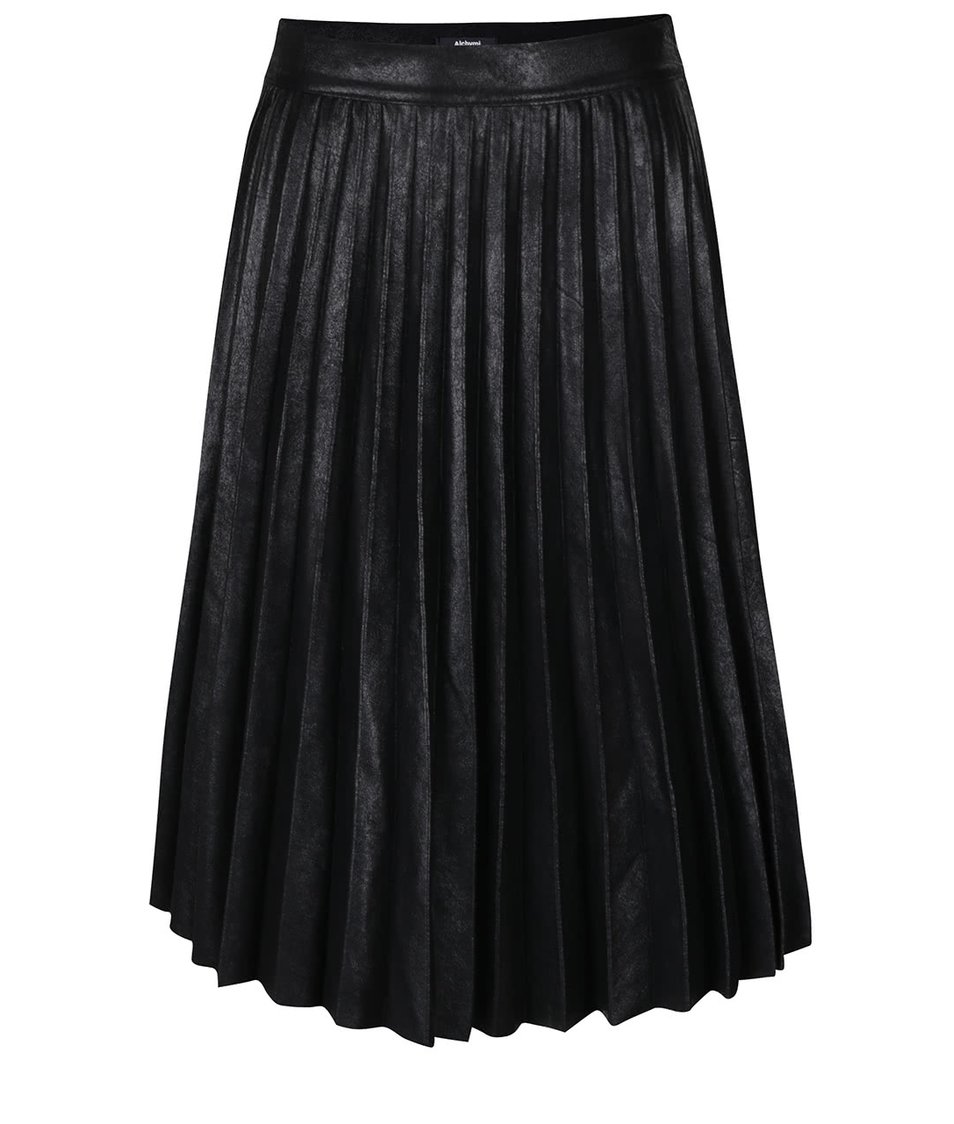 Černá lesklá plisovaná sukně Alchymi