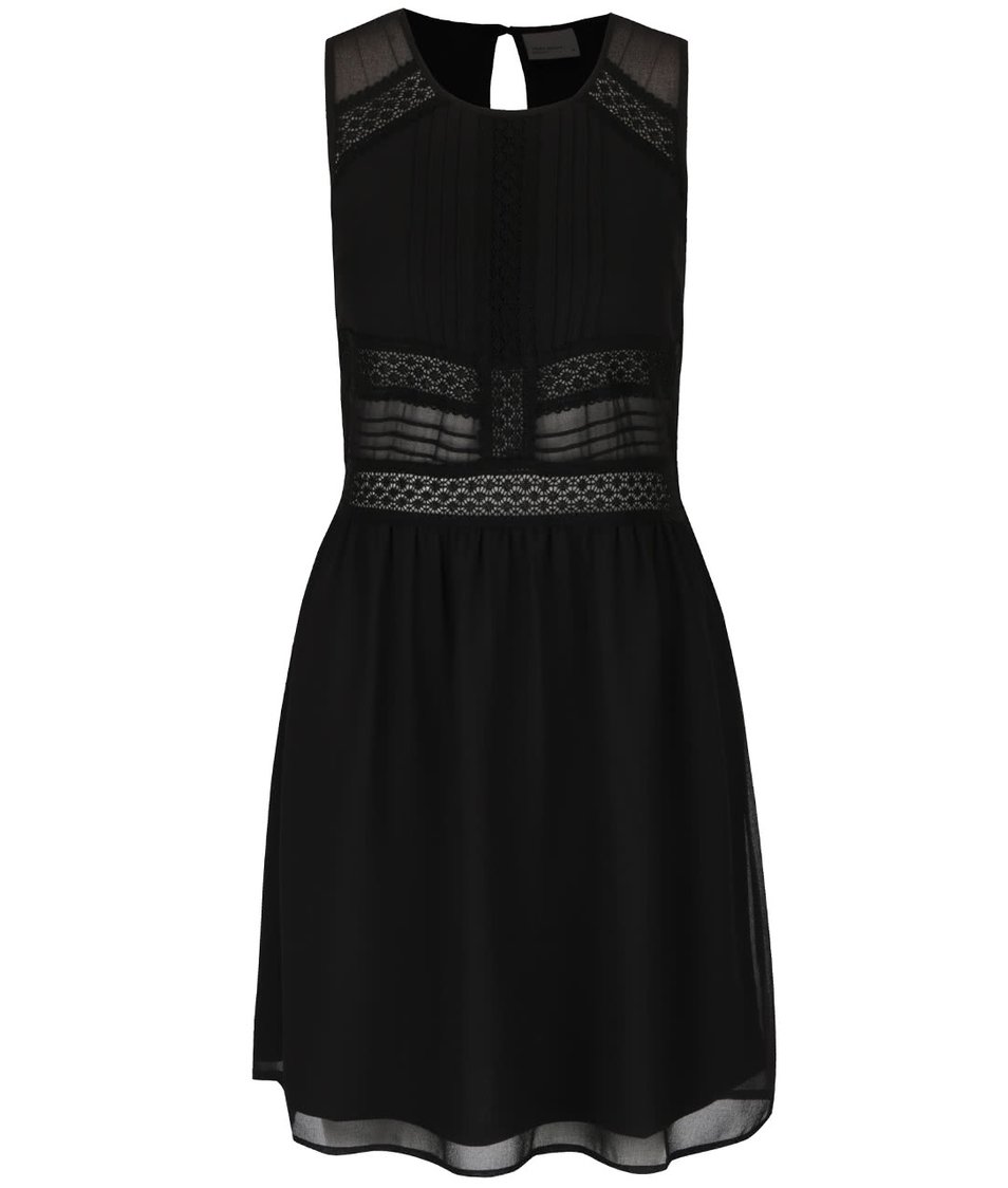 Černé šaty s krajkovanými detaily Vero Moda Ladylike