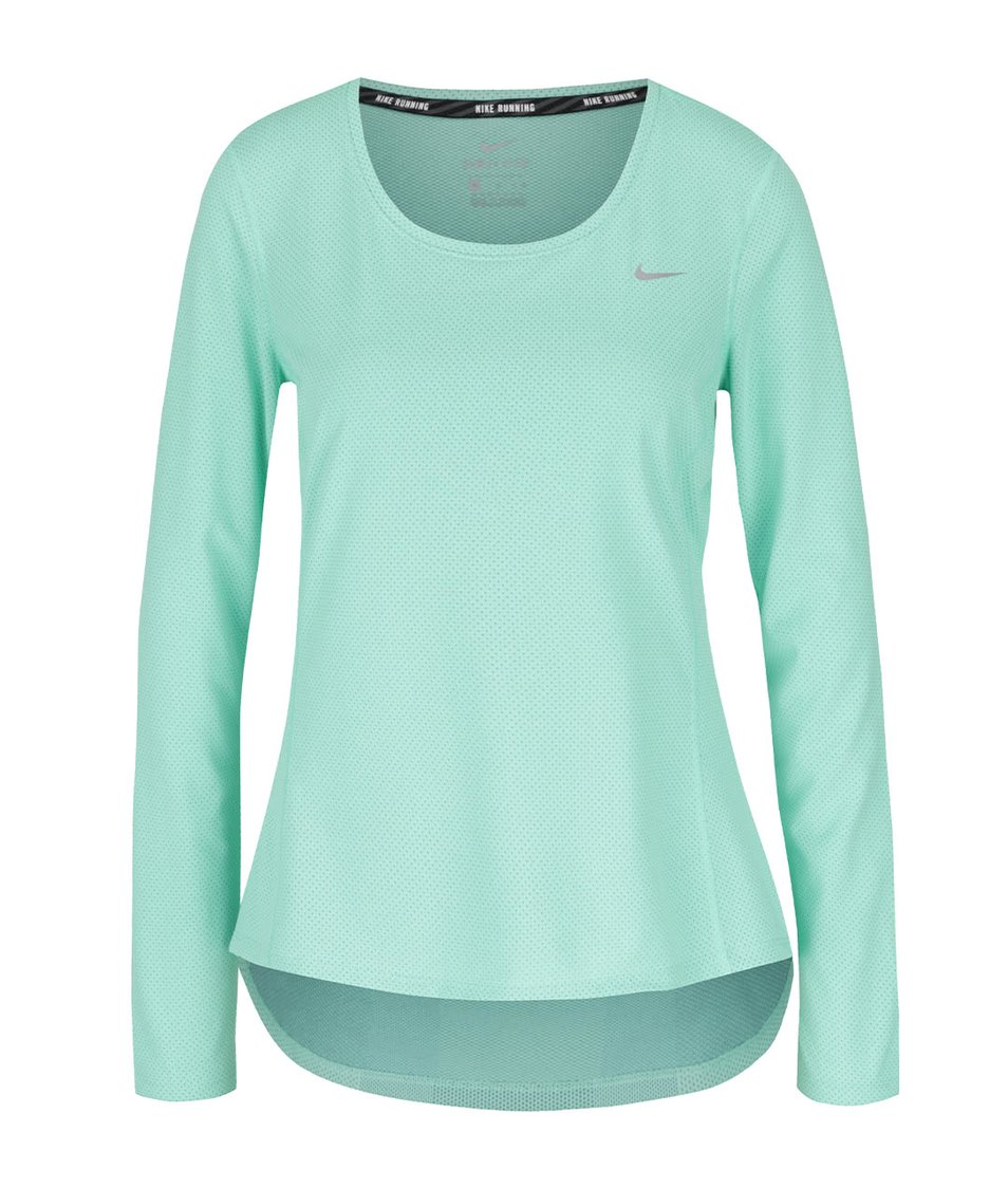 Světle zelené sportovní tričko s dlouhým rukávem Nike Contour