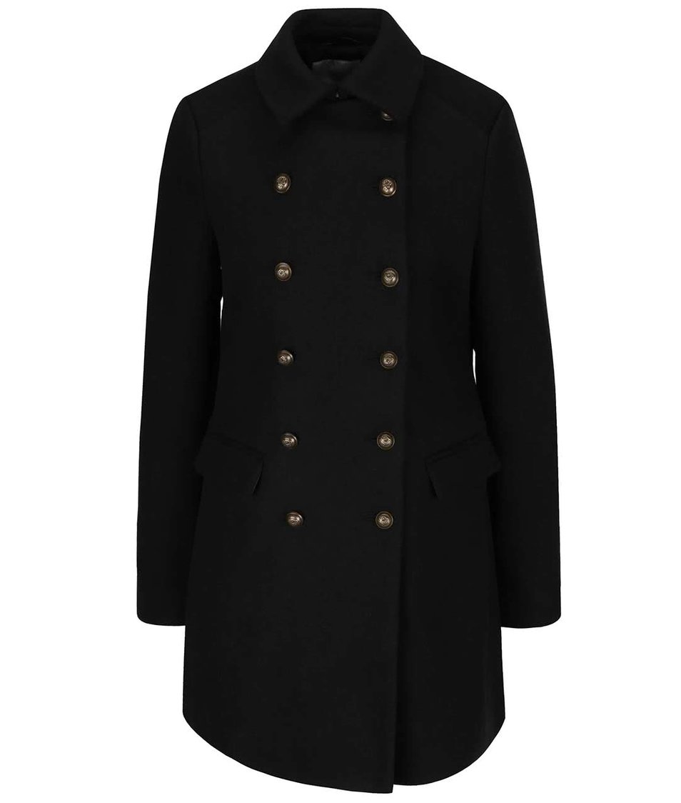 Černý kabát s dvouřadým zapínáním Vero Moda Marina