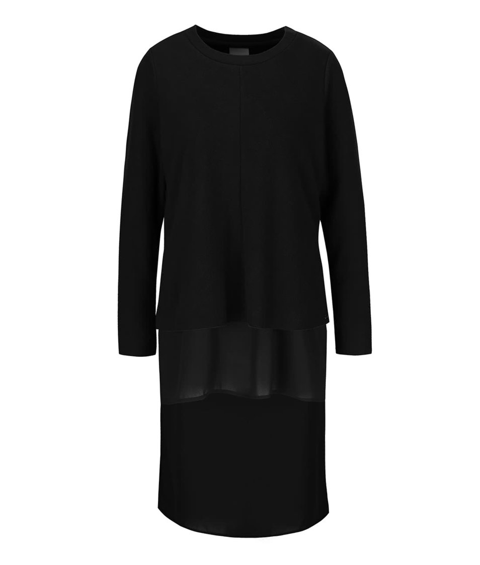 Černý svetr s všitou dlouhou halenkou Vero Moda Isla