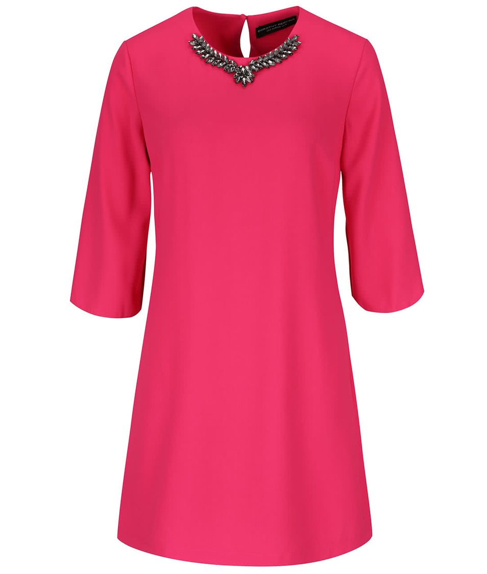 Růžové šaty s aplikací ve výstřihu Dorothy Perkins