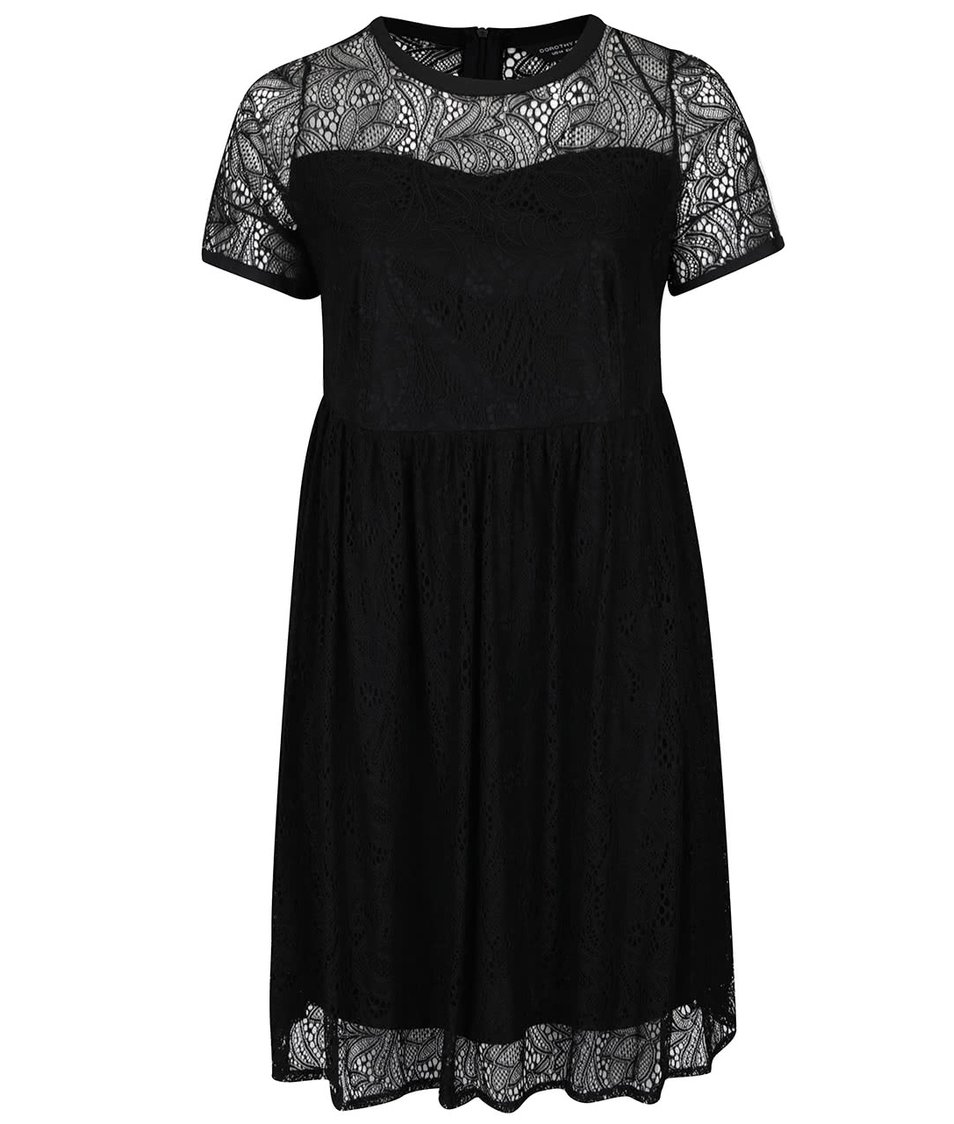 Černé krajkované šaty s krátkými rukávy Dorothy Perkins Curve