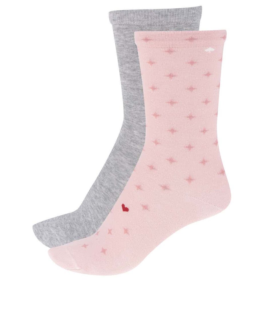 Sada dvou párů dámských ponožek v růžové a šedé barvě Tommy Hilfiger