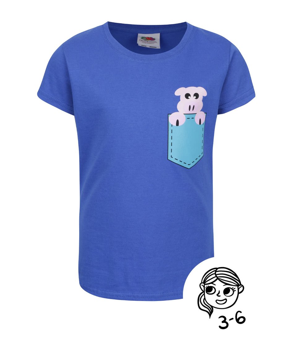 Modré holčičí tričko s potiskem ZOOT Kids Prasátko