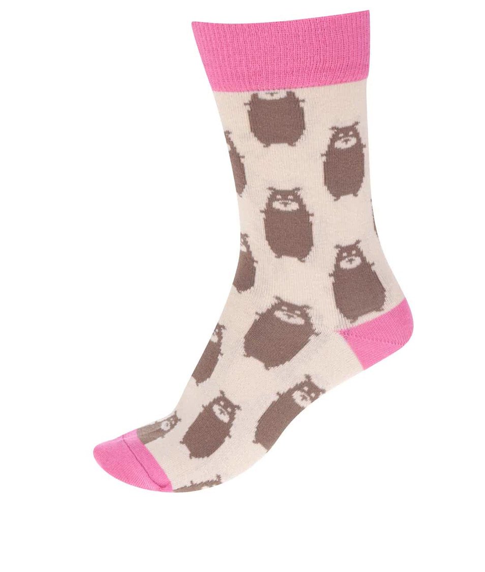 Růžovo-béžové ponožky s motivem medvěda ZOOT Originál