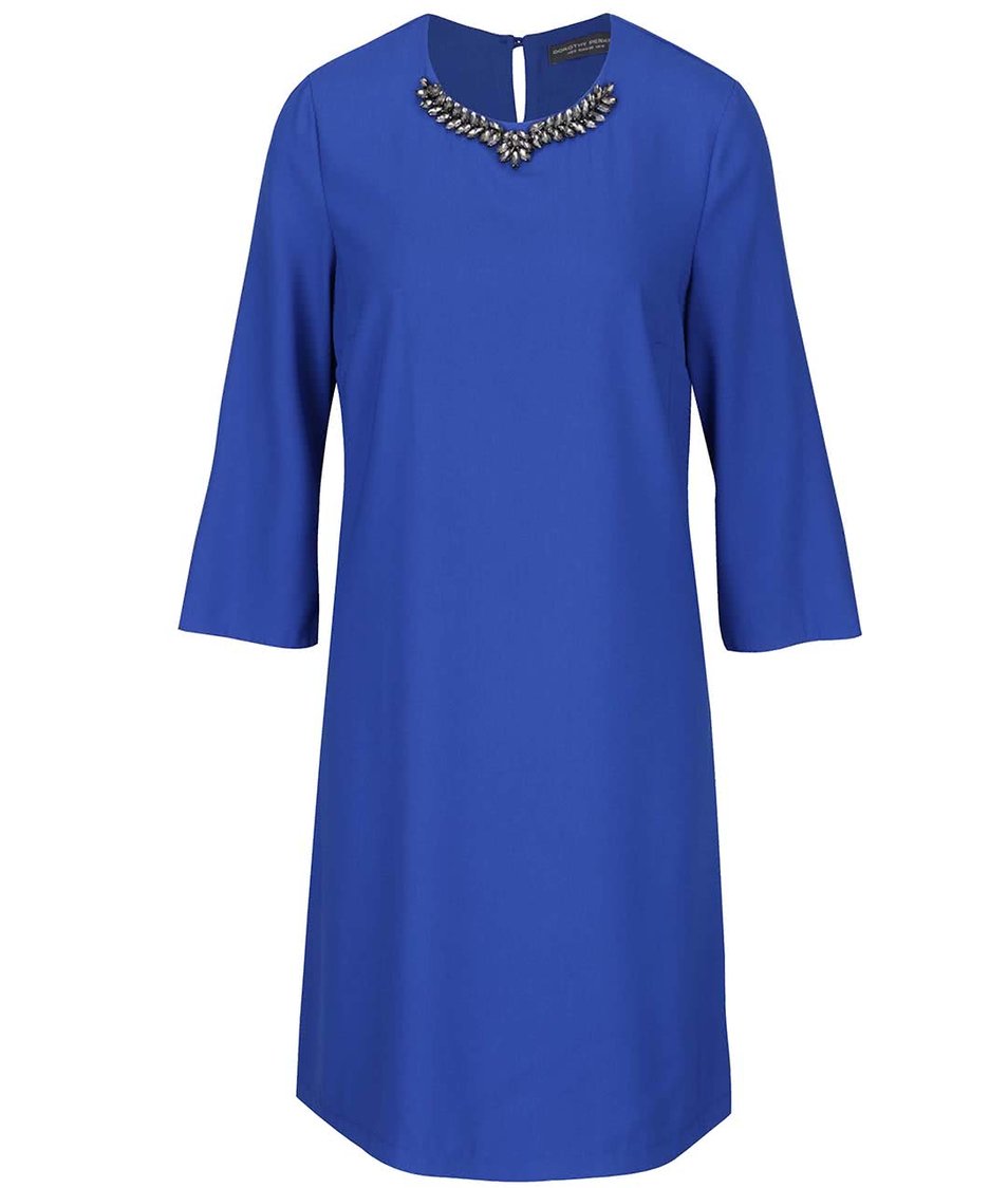 Modré volnější šaty s kamínkovou aplikací Dorothy Perkins tall