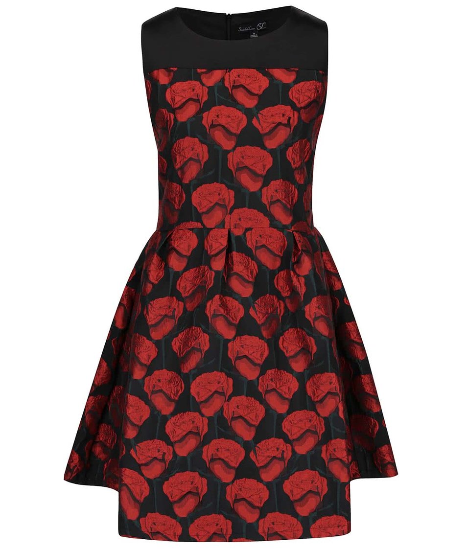 Červeno-černé  šaty s motivem růži Smashed Lemon