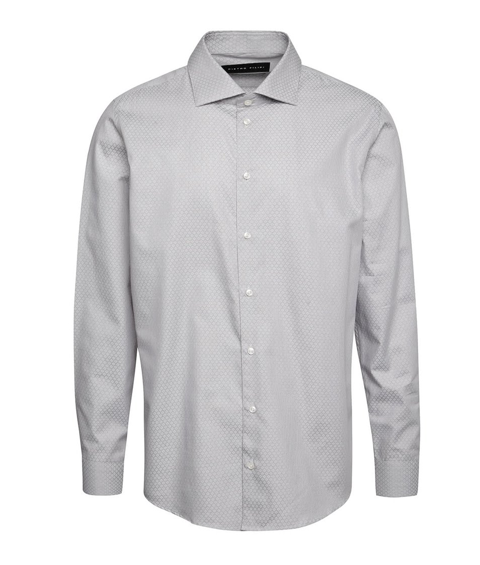 Světle šedá vzorovaná pánská regular fit košile Pietro Filipi