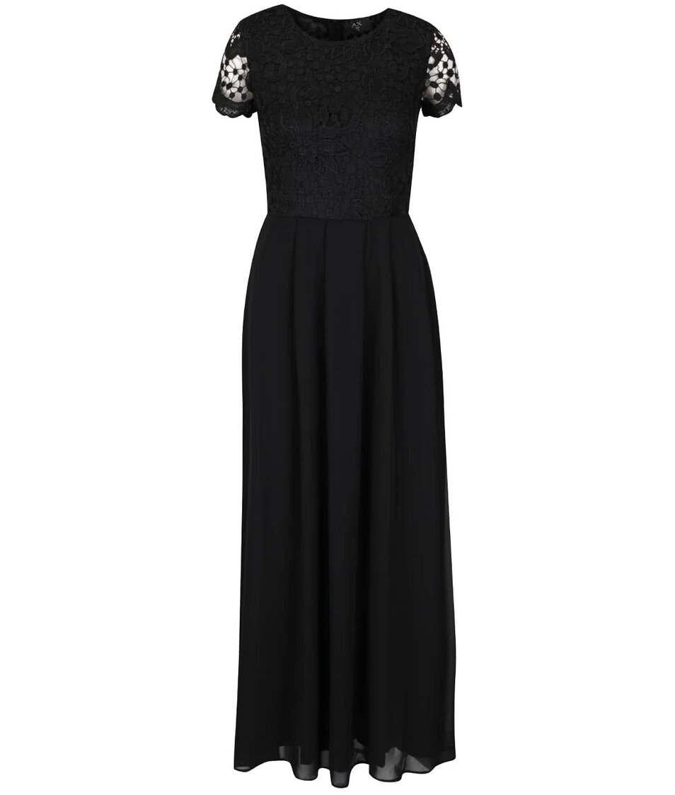 Černé dlouhé večerní šaty s krajkovaným topem AX Paris