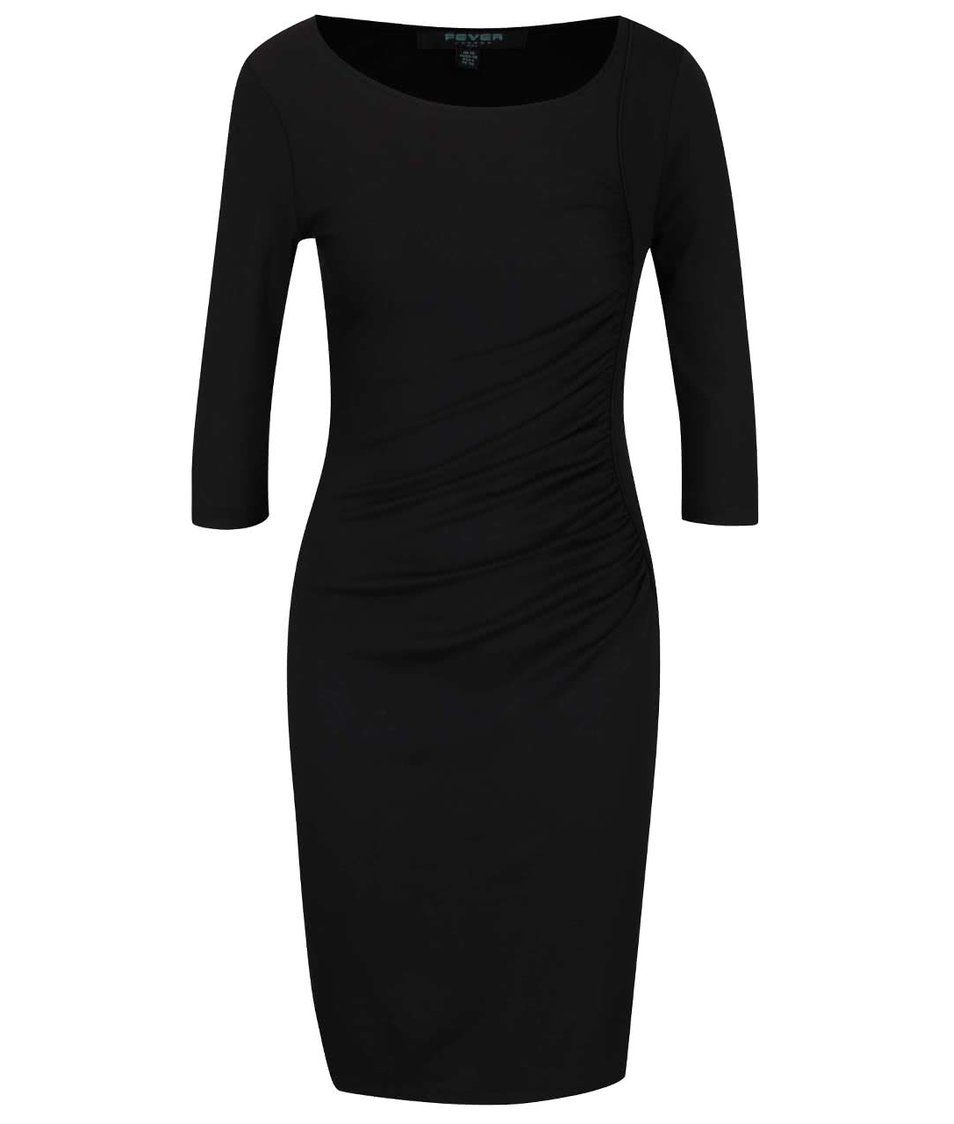 Černé přiléhavé šaty s 3/4 rukávy Fever London Monroe