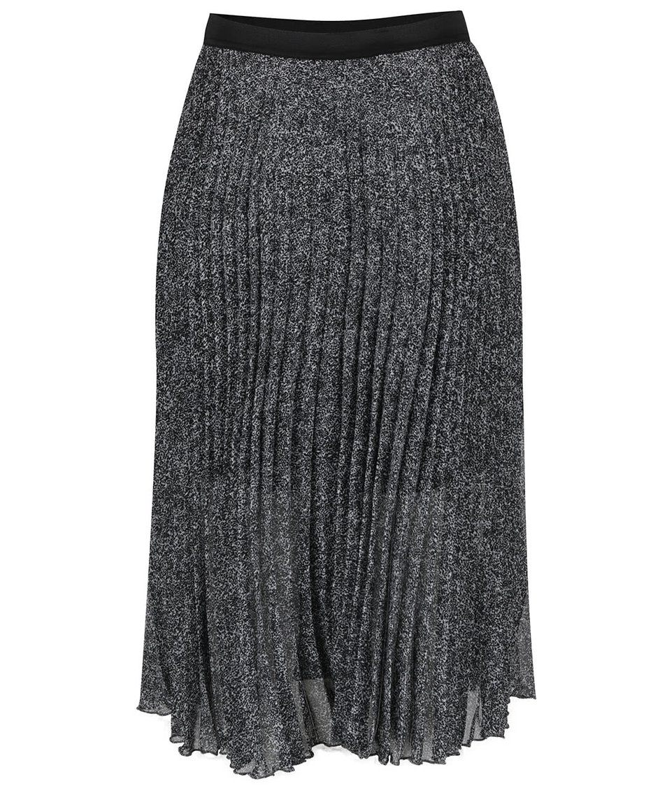 Černo-šedá vzorovaná plisovaná sukně Miss Selfridge