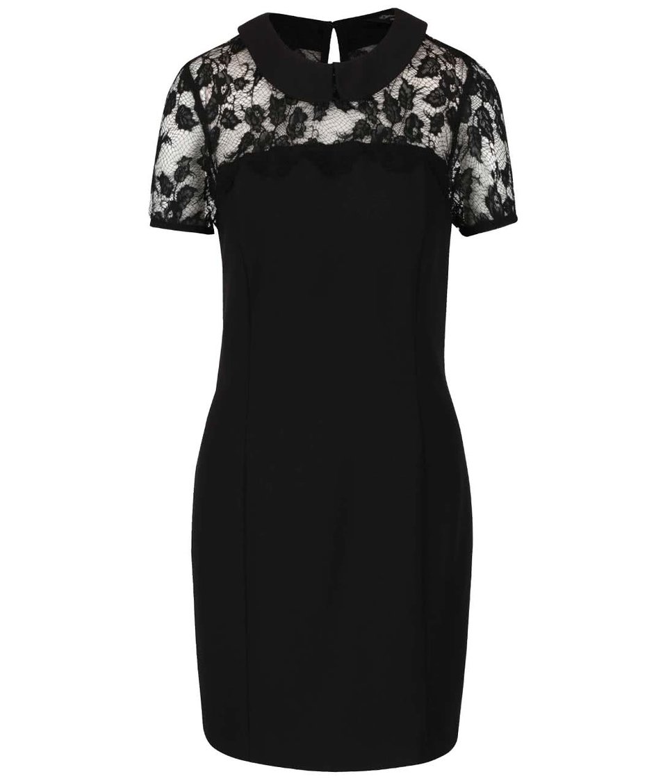 Černé krajkové šaty s límečkem Miss Selfridge