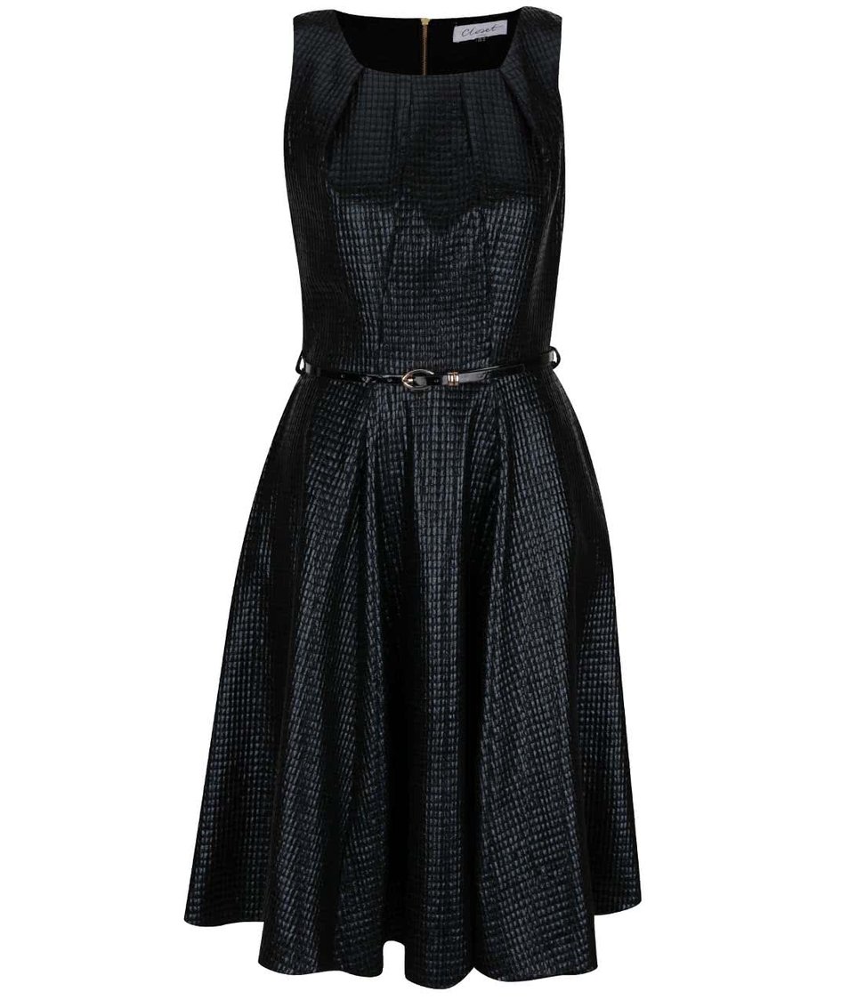 Černé lesklé šaty s jemným plastickým vzorem Closet