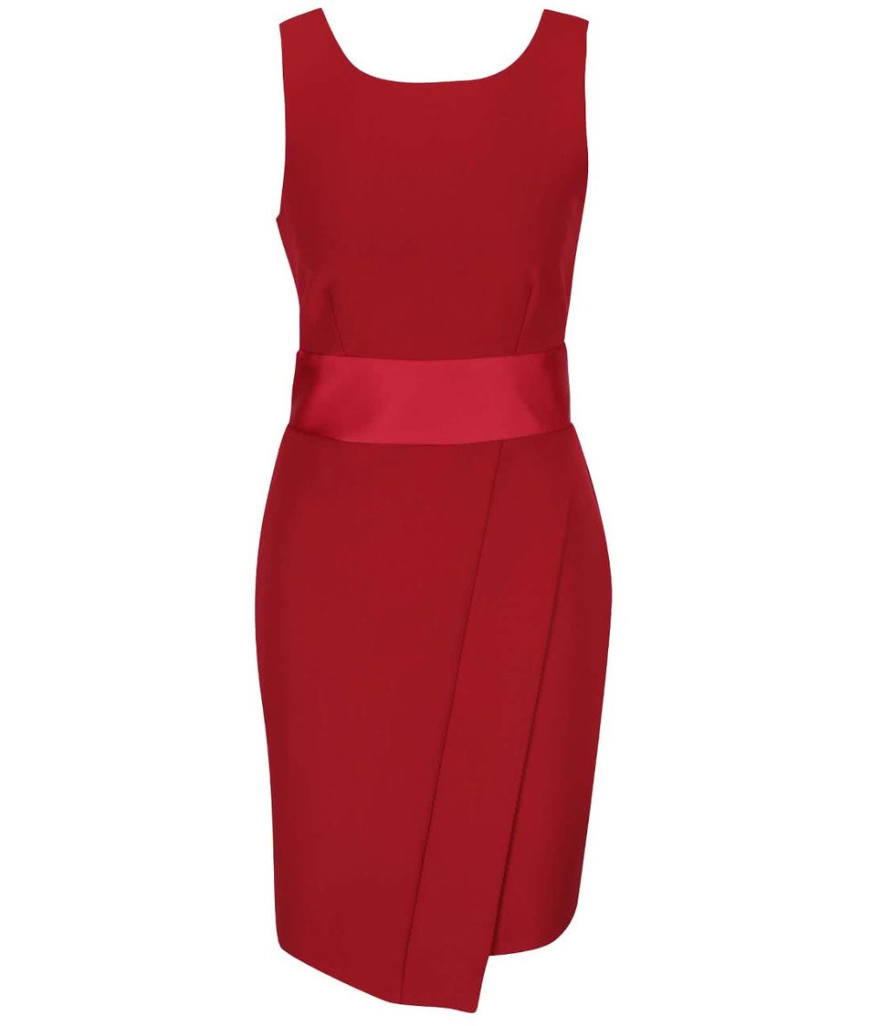 Červené šaty s odhalenými zády a mašlí Closet