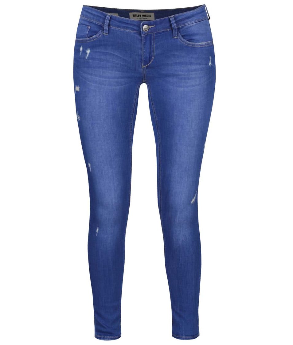 Modré skinny džíny s nízkým pasem a potrhaným efektem TALLY WEiJL