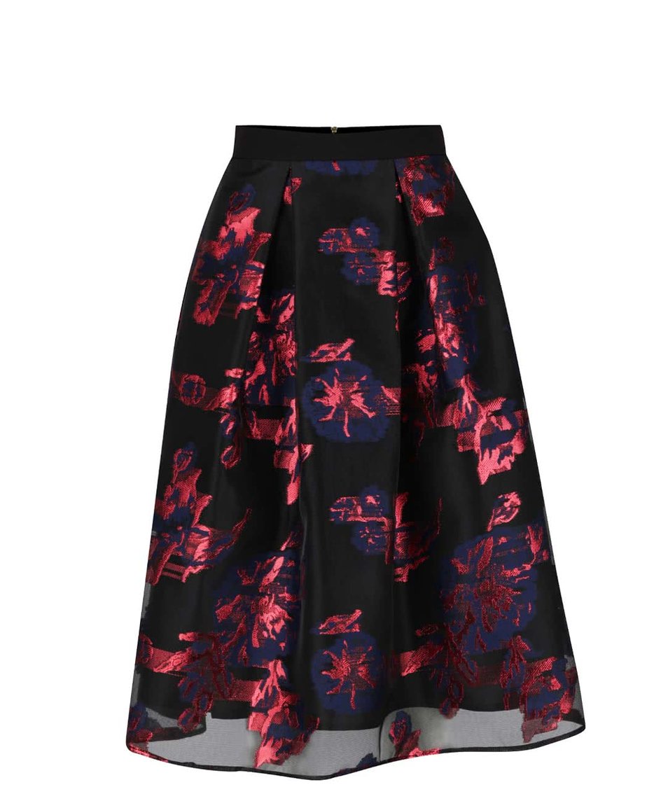 Černá sukně s květinovým vzorem Closet